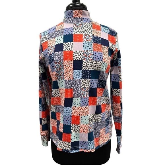 LAND’S End Vintage Patchwork Floral Mock Turtleneck Sz S - Picture 1 of 11